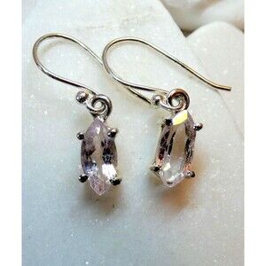 Natural Faceted Morganite Sterling Silver Earrings  Genuine Pink